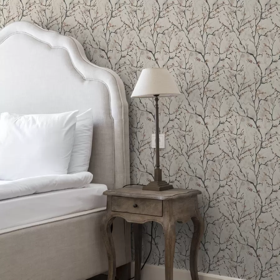 murais de parede Galhos de sakura pintados em aquarela sobre um fundo claro a01033