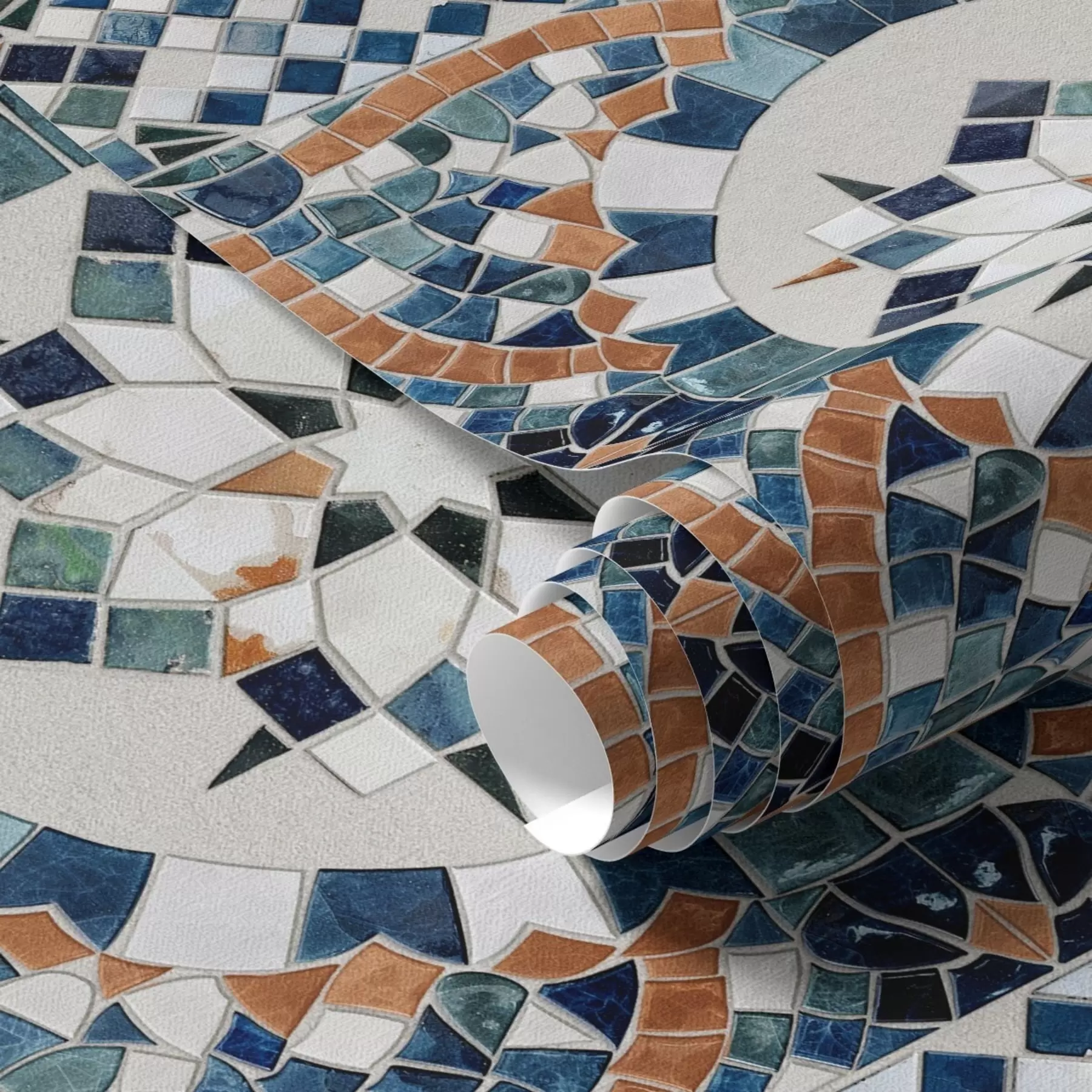 murais de parede Mosaico marroquino brilhante em tons de azul-turquesa a01043