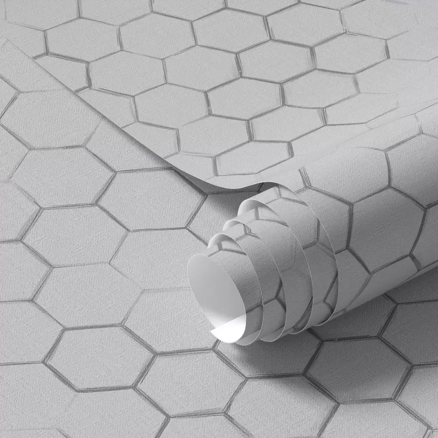 murais de parede Grelha hexagonal fina sobre um fundo texturado cinzento claro a01060