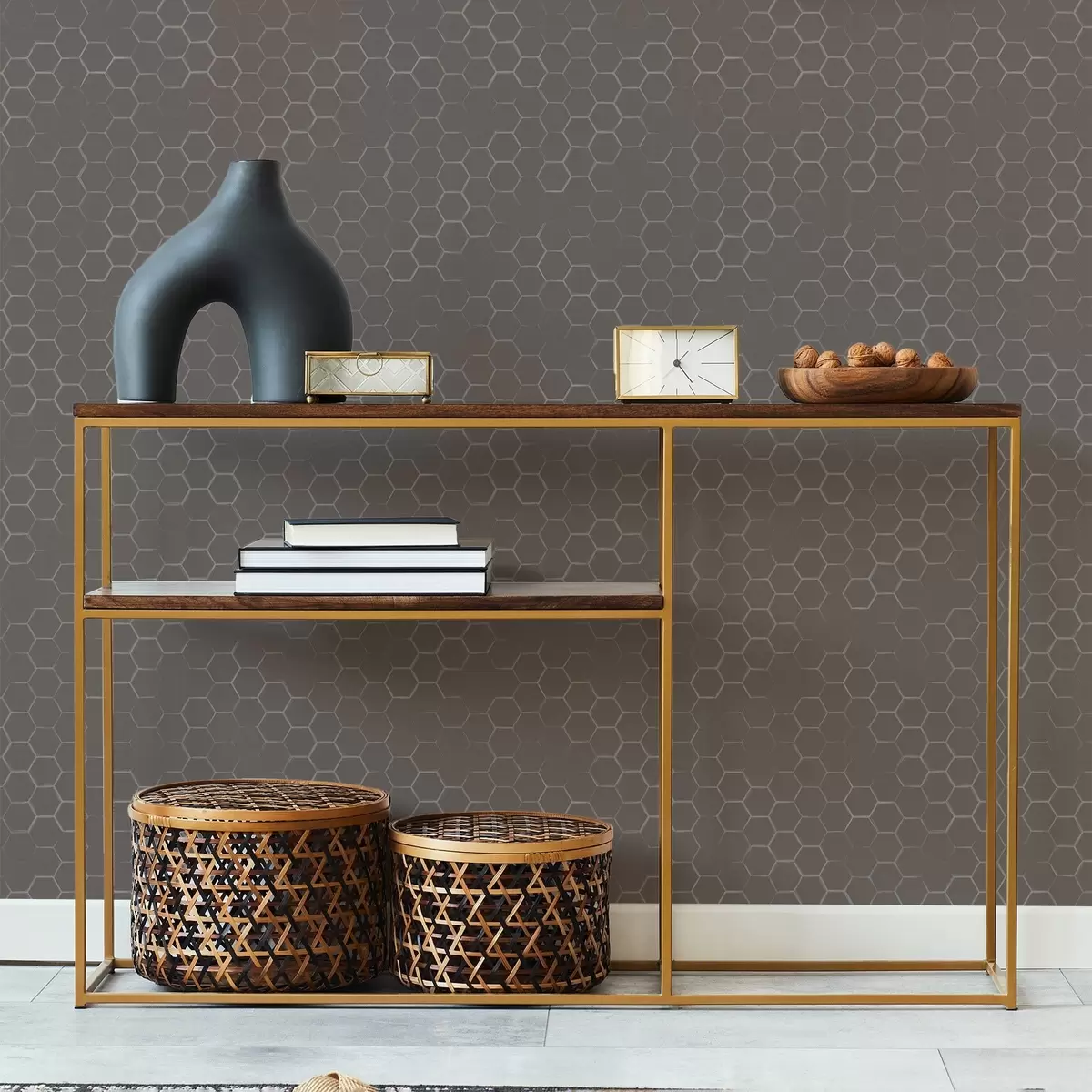 Papel de parede Padrão hexagonal denso em tons suaves de cinza a01060v2