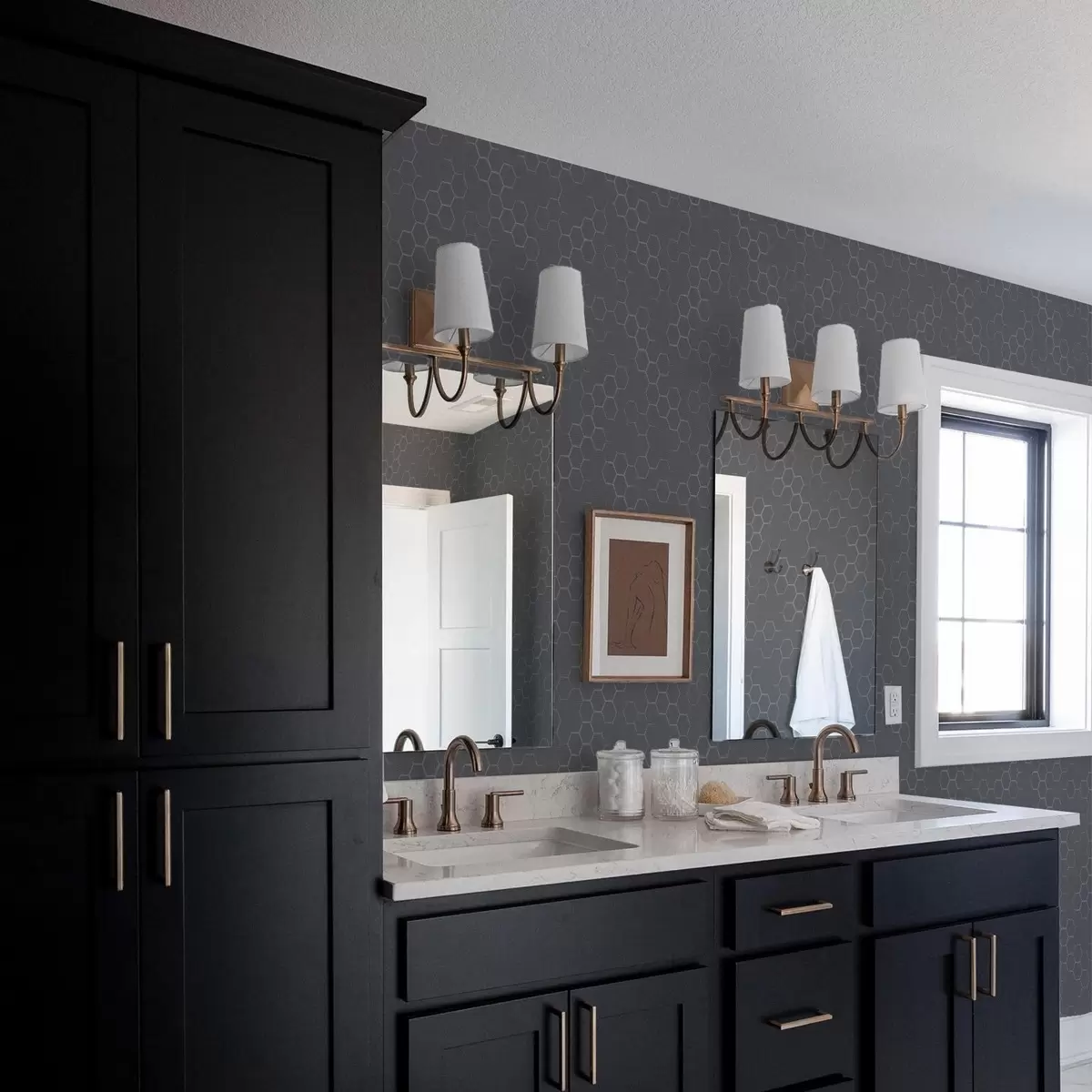 Papel de parede Padrão de favo de mel em grafite escuro com profundidade a01061v1