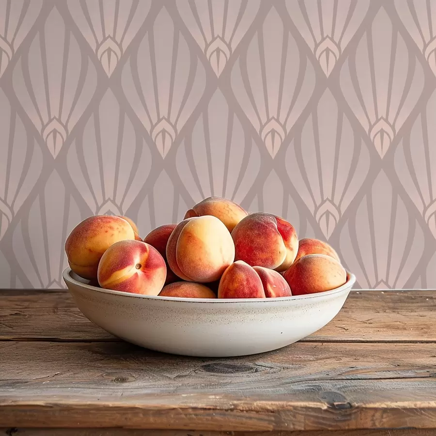 murais de parede Art Déco bege em pó com leques suaves a01064v1