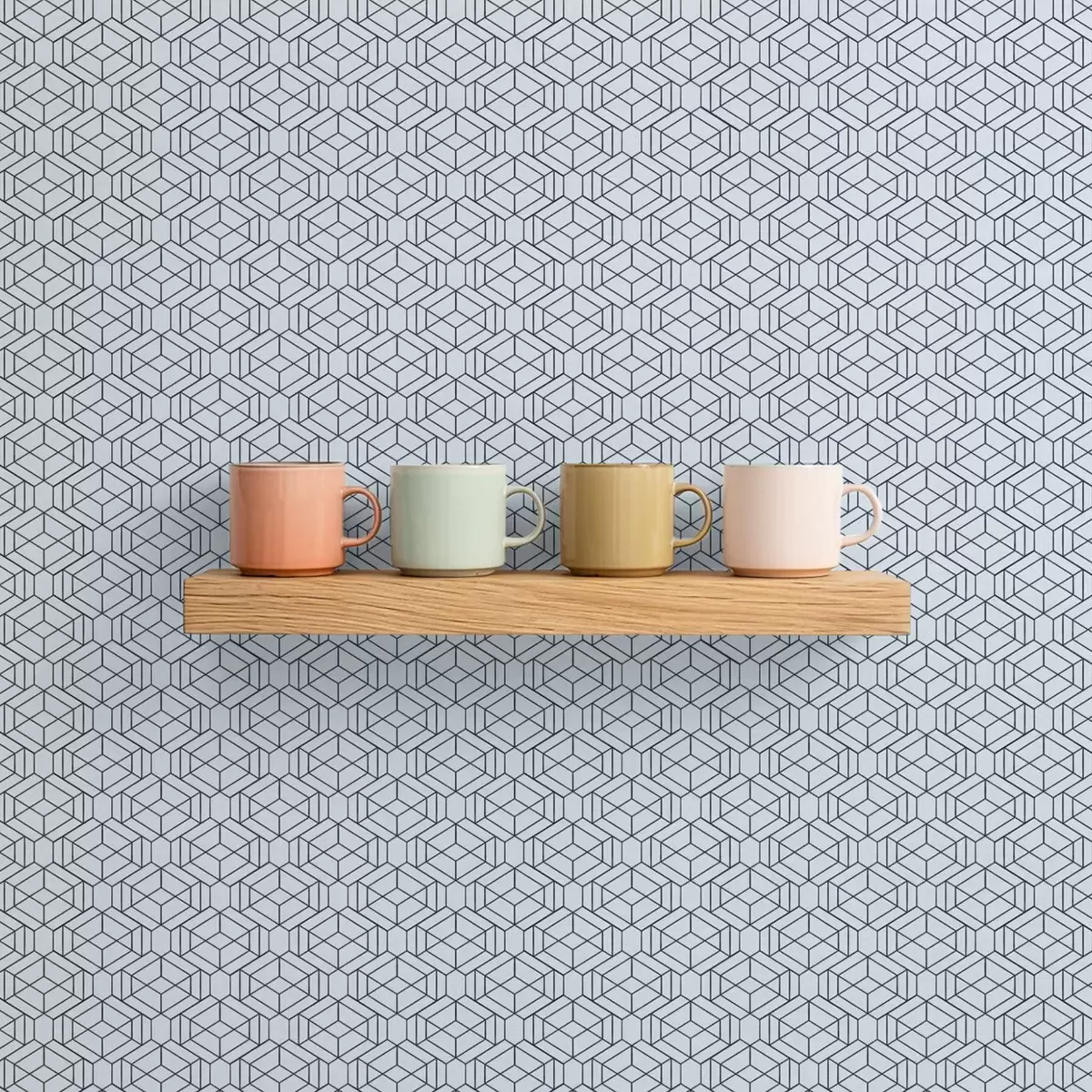 Papel de parede Padrão geométrico de cubos azuis claros a01066