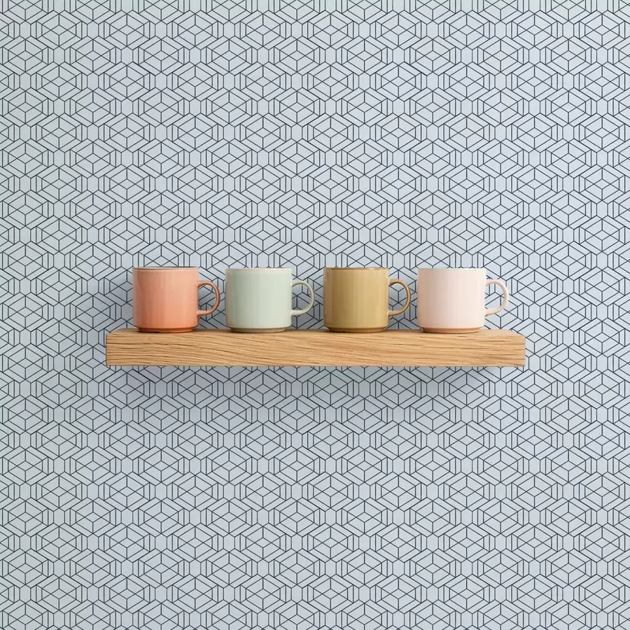 murais de parede Padrão geométrico de cubos azuis claros a01066