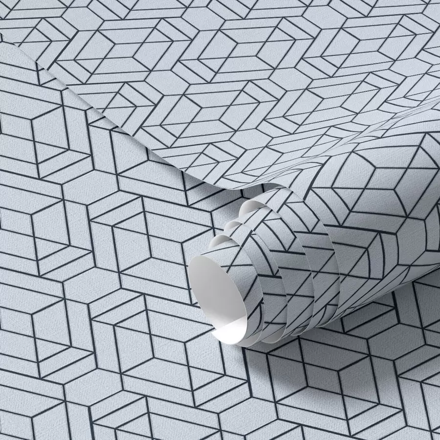 murais de parede Padrão geométrico de cubos azuis claros a01066