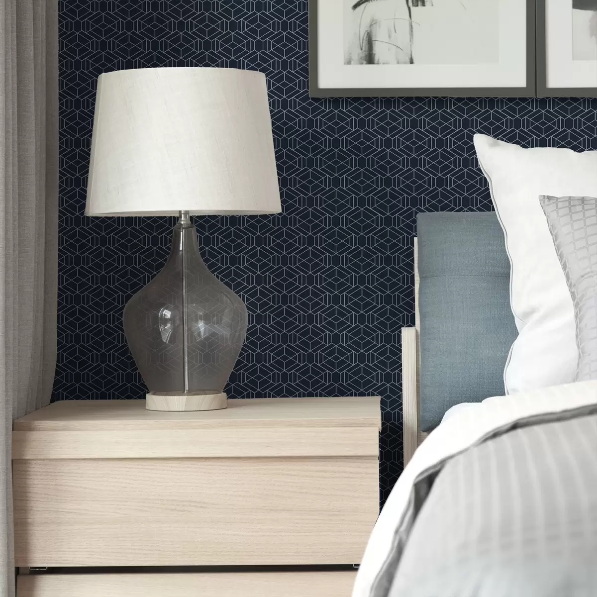 Papel de parede Rede geométrica de cubos em azul-marinho escuro a01066v1