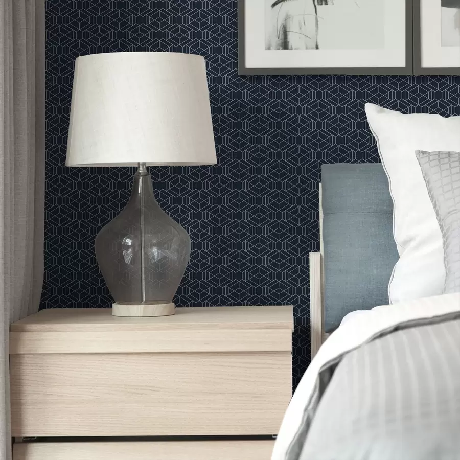 murais de parede Rede geométrica de cubos em azul-marinho escuro a01066v1