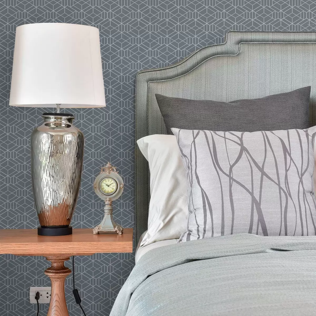 Papel de parede Fundo cinzento com cubos tridimensionais brancos numa grelha a01067v2