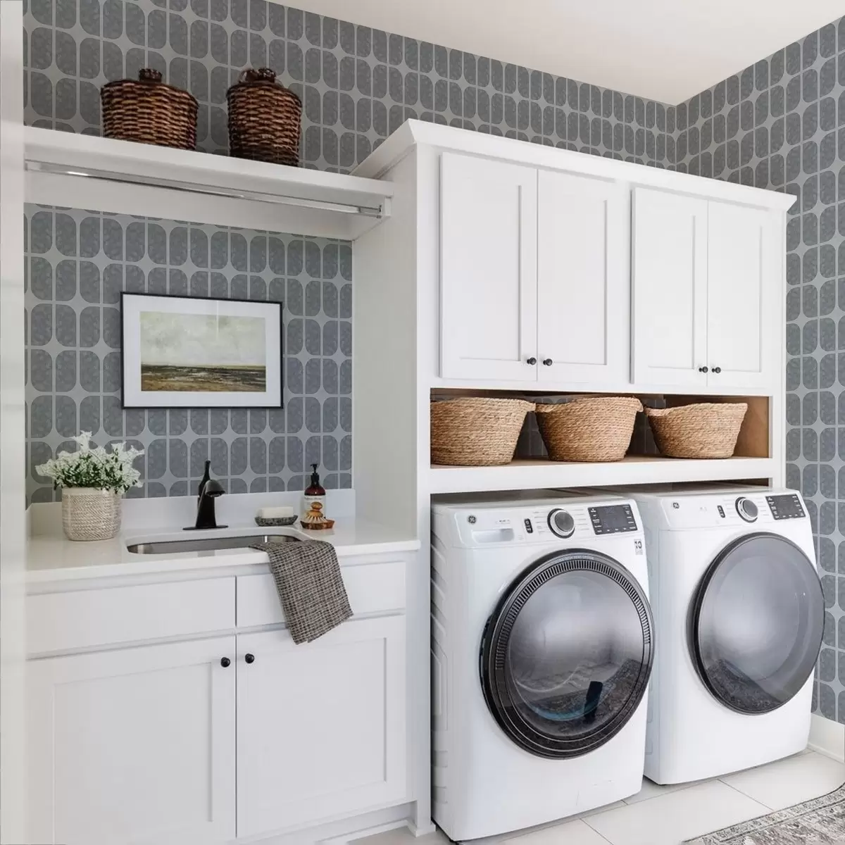 Papel de parede Mosaico cinzento com arcos retangulares e textura suave a01068