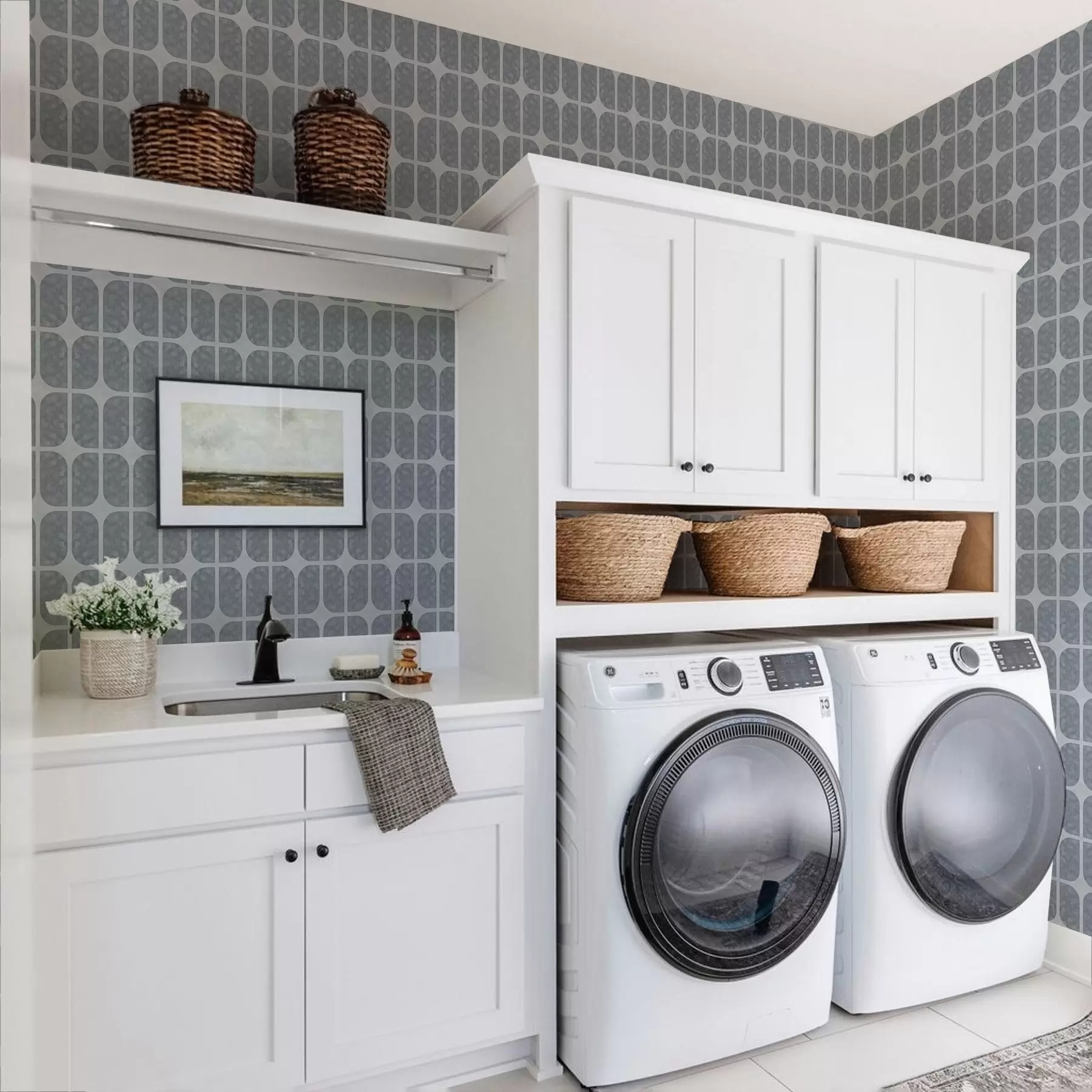 murais de parede Mosaico cinzento com arcos retangulares e textura suave a01068