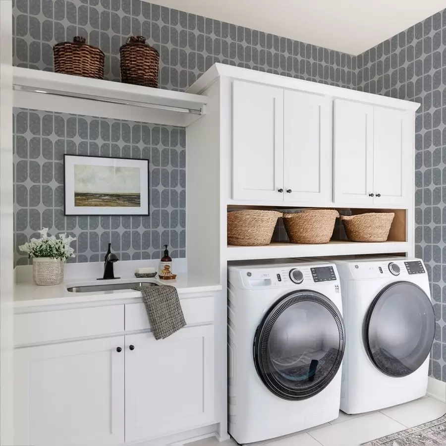 murais de parede Mosaico cinzento com arcos retangulares e textura suave a01068