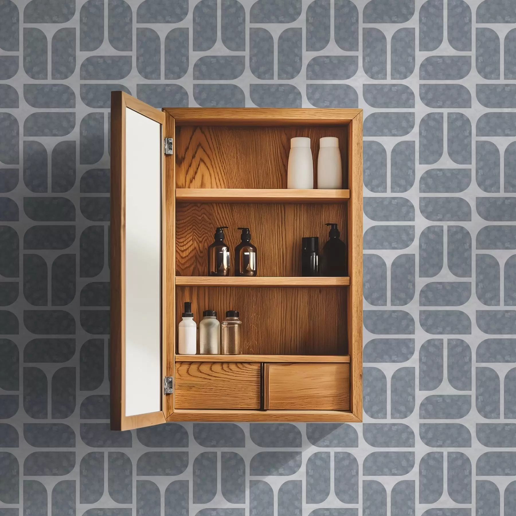 murais de parede Mosaico cinzento alternando formas arredondadas e retangulares a01069