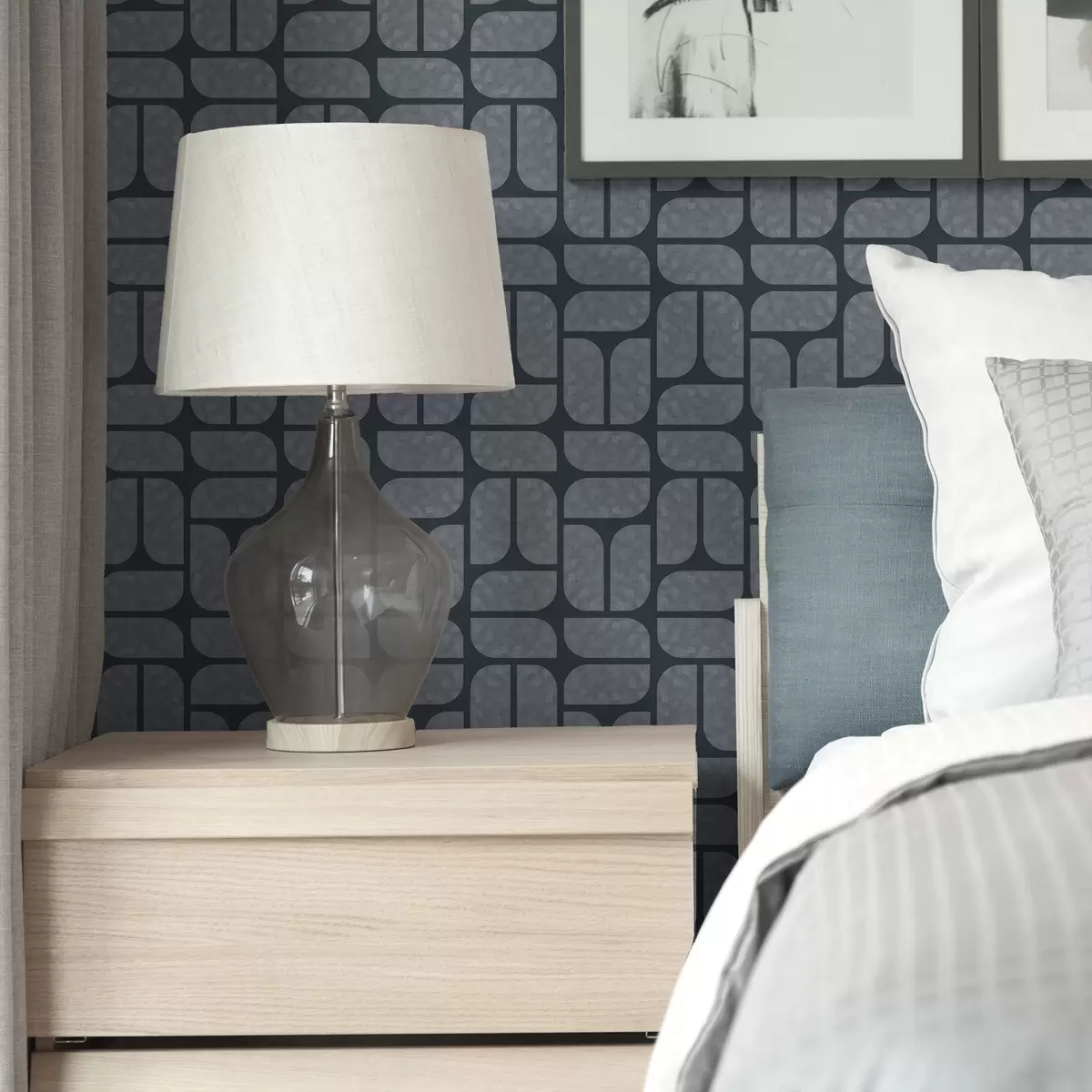 Papel de parede Fundo escuro com mosaico cinzento de módulos arredondados a01069v1