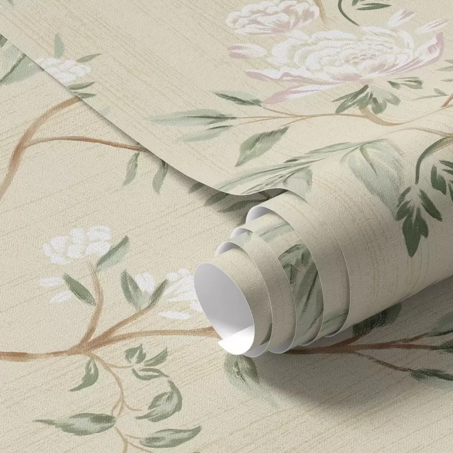 murais de parede Ramos delicados com flores sobre um fundo creme quente a01084