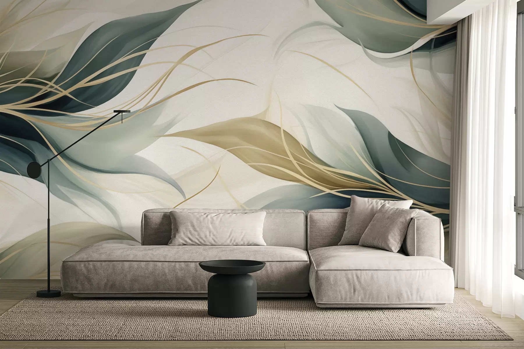 murais de parede Folhas abstractas w04990