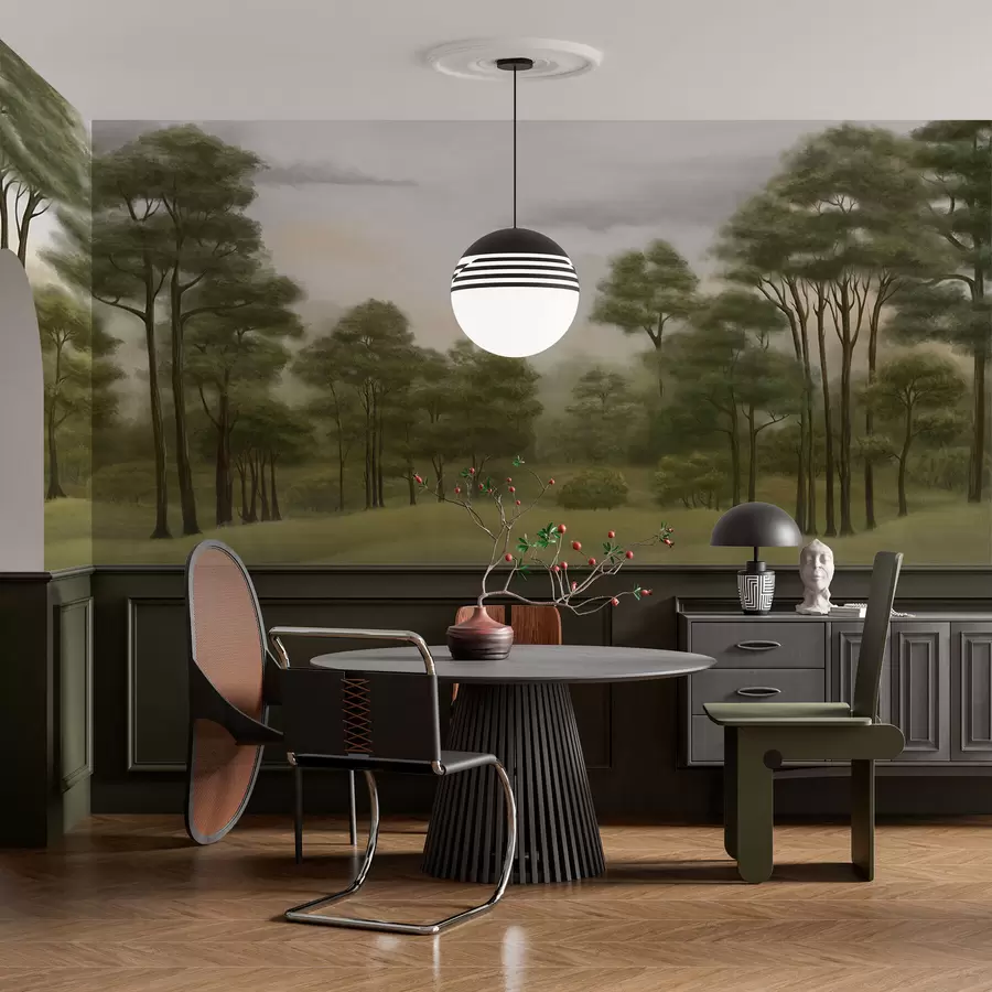 murais de parede Paisagem florestal serena em tons suaves w02193