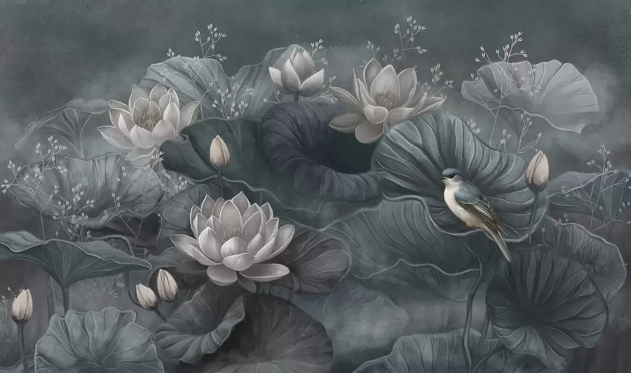 murais de parede Serenidade entre as elegantes flores da natureza w02407