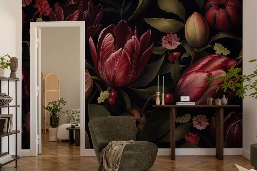 murais de parede Jardim das Tulipas Negras w05038