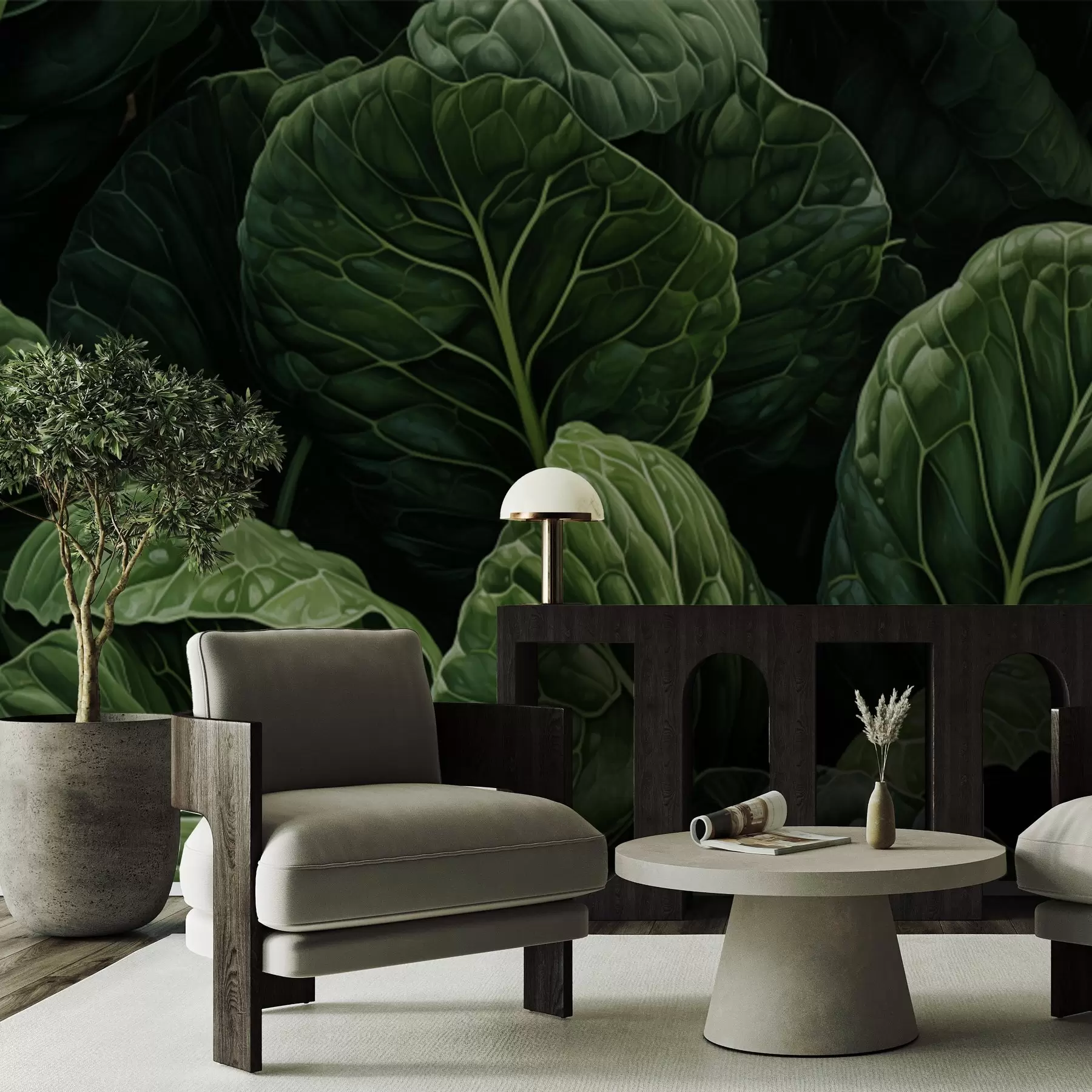 murais de parede Folhas verdes divertidas w05043