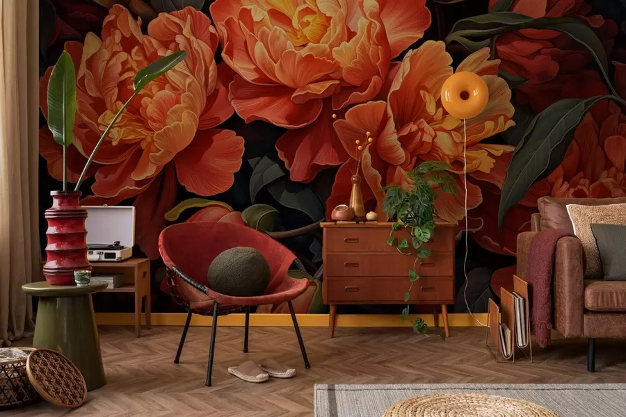 murais de parede Noite Floral Quente w05044