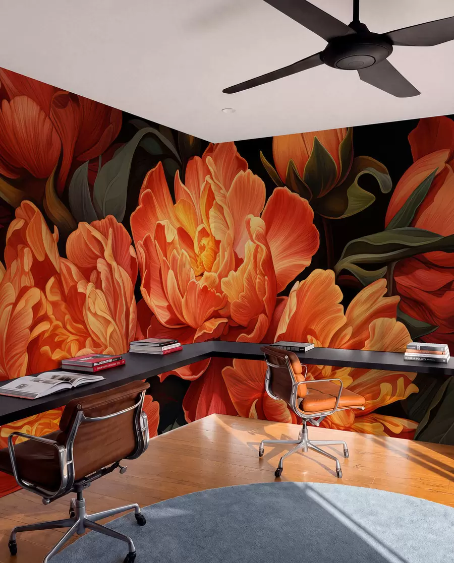 murais de parede Noite Floral Quente w05044
