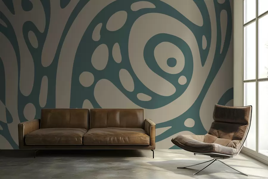 murais de parede Padrão abstrato com formas orgânicas fluidas w05071