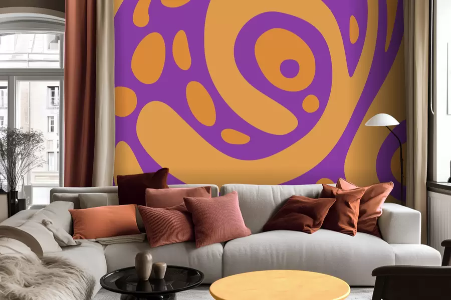 murais de parede Padrão abstrato com formas fluidas em duas cores w05071v3