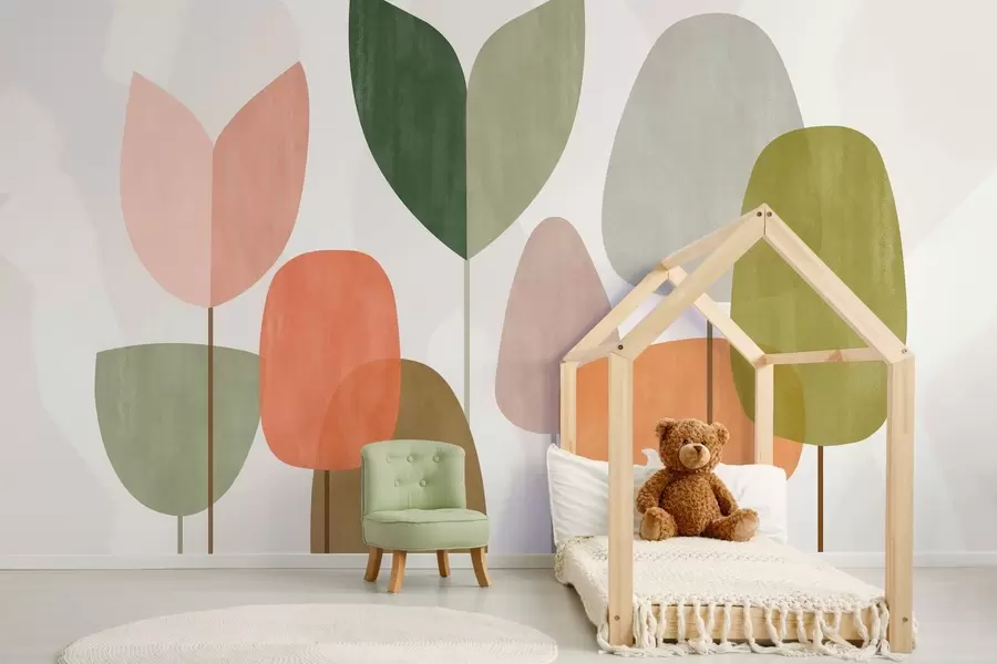 murais de parede árvores abstratas num estilo ingénuo w05059