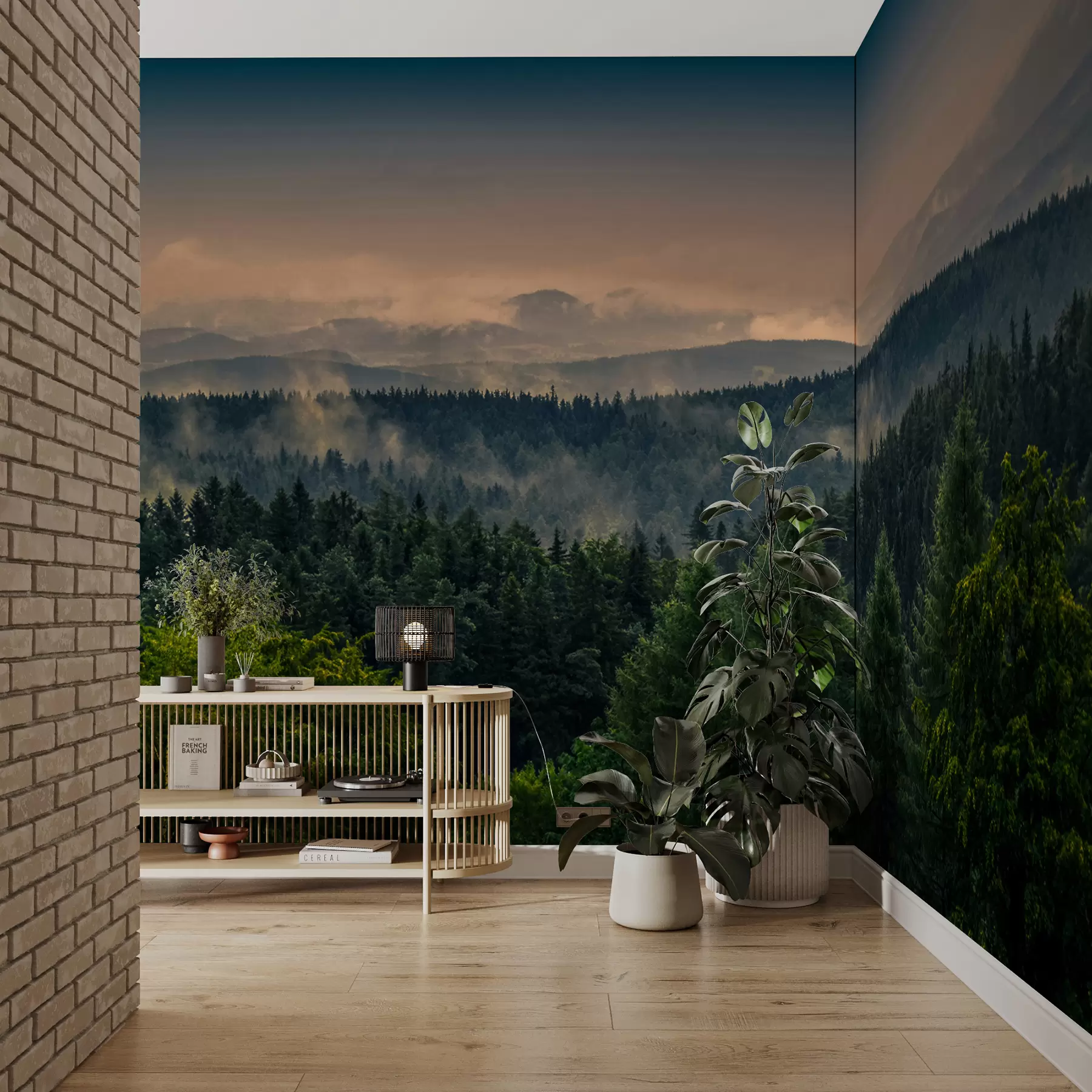 murais de parede Árvores de árvores no nevoeiro u72174