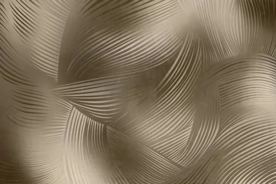 murais de parede Impressão abstrata de linhas fluidas e curvas em tons de castanho escuro, criando uma arte moderna e texturizada. w09646