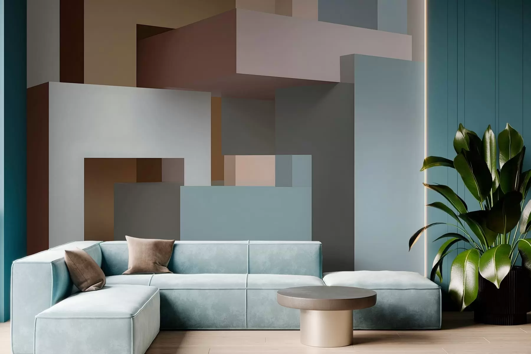 murais de parede geometria abstrata em estilo 3D w05065