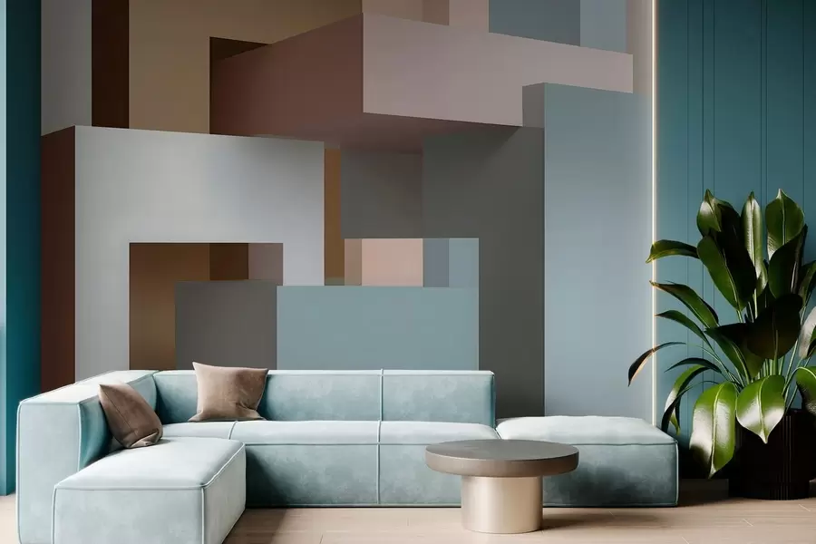 murais de parede geometria abstrata em estilo 3D w05065