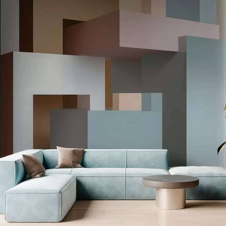 murais de parede geometria abstrata em estilo 3D w05065