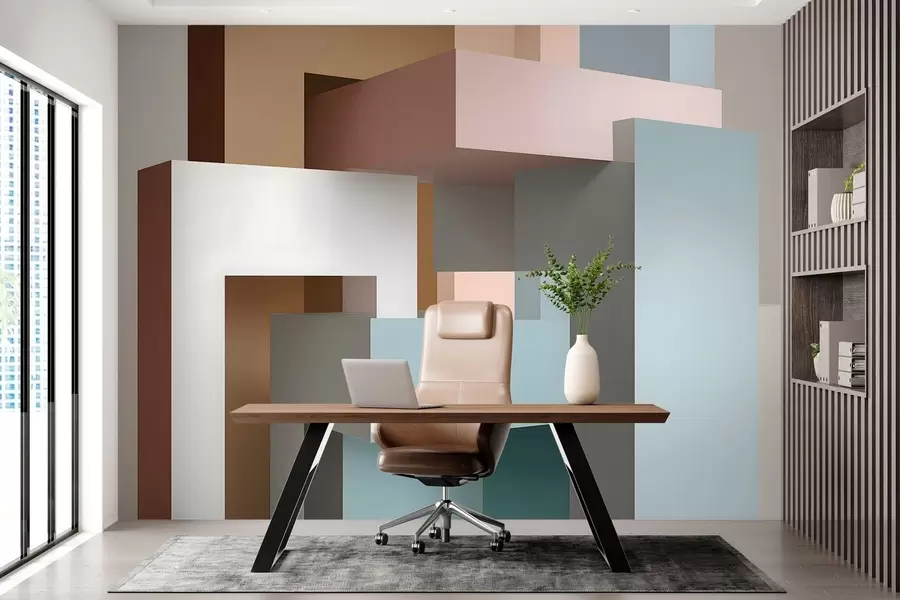 murais de parede geometria abstrata em estilo 3D w05065