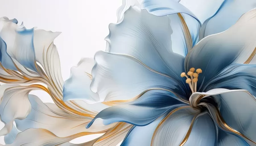 murais de parede Flor grande azul delicada w05006