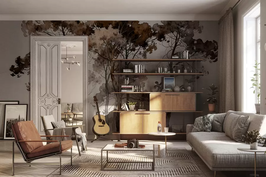 murais de parede Pinheiros pintados w05173v1