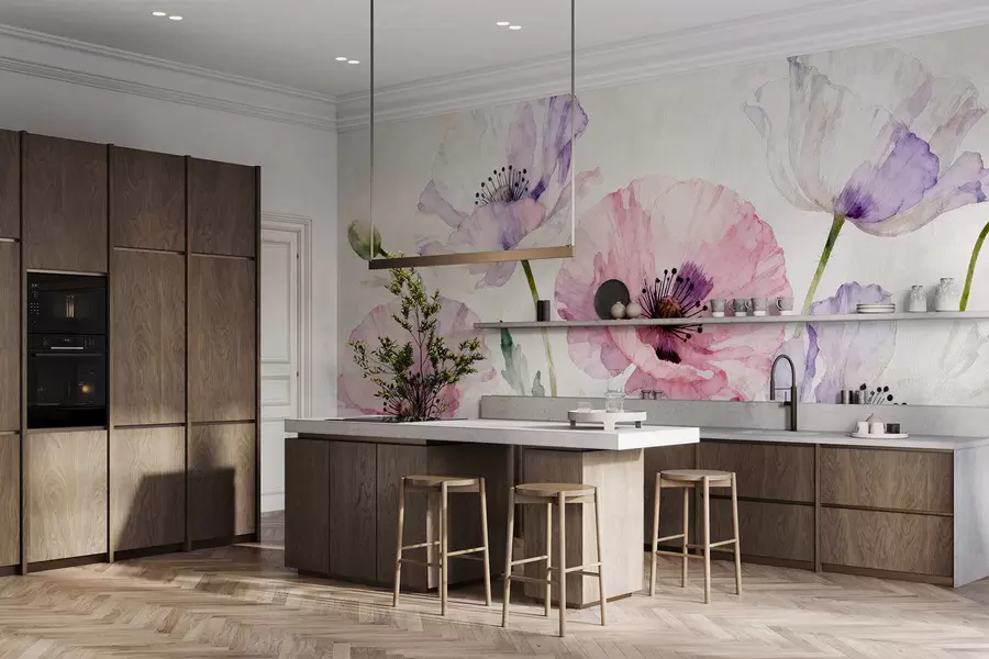 murais de parede Papoilas de aguarela w05174