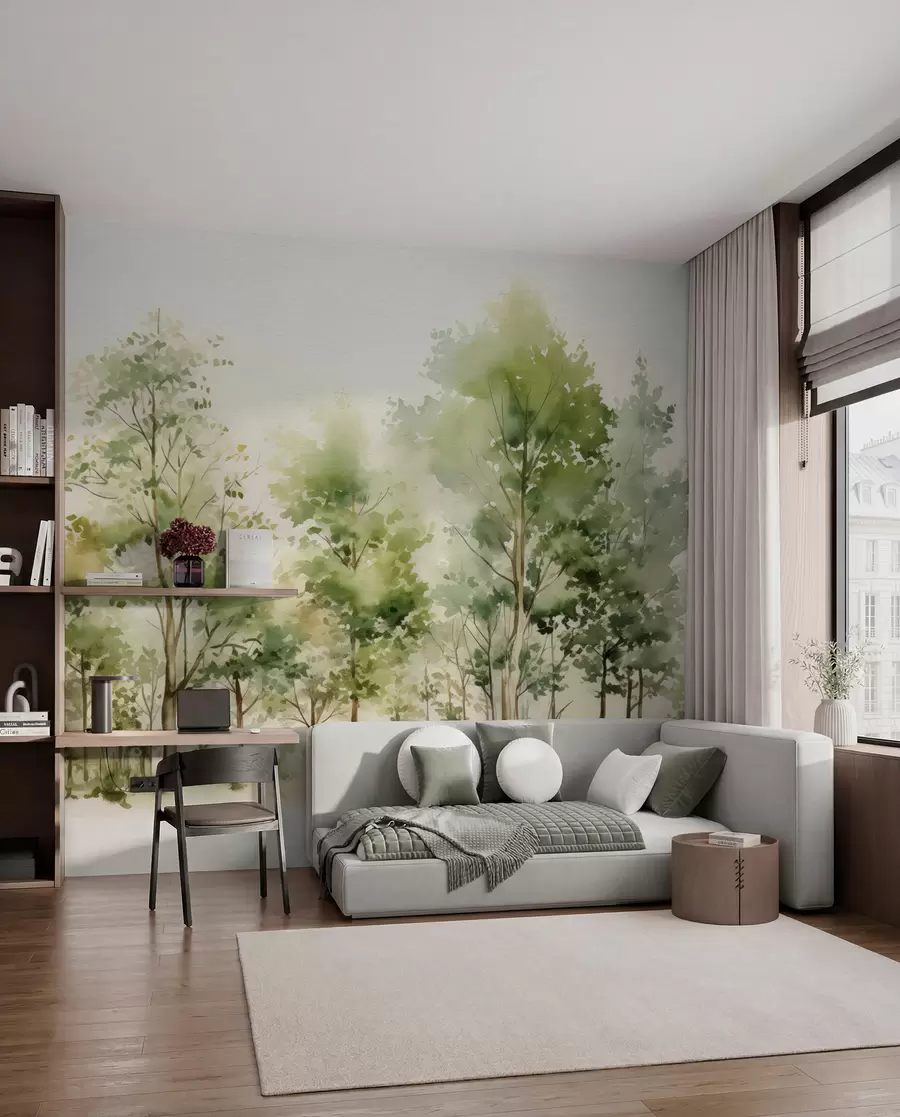 murais de parede Floresta decídua em aquarela w05180