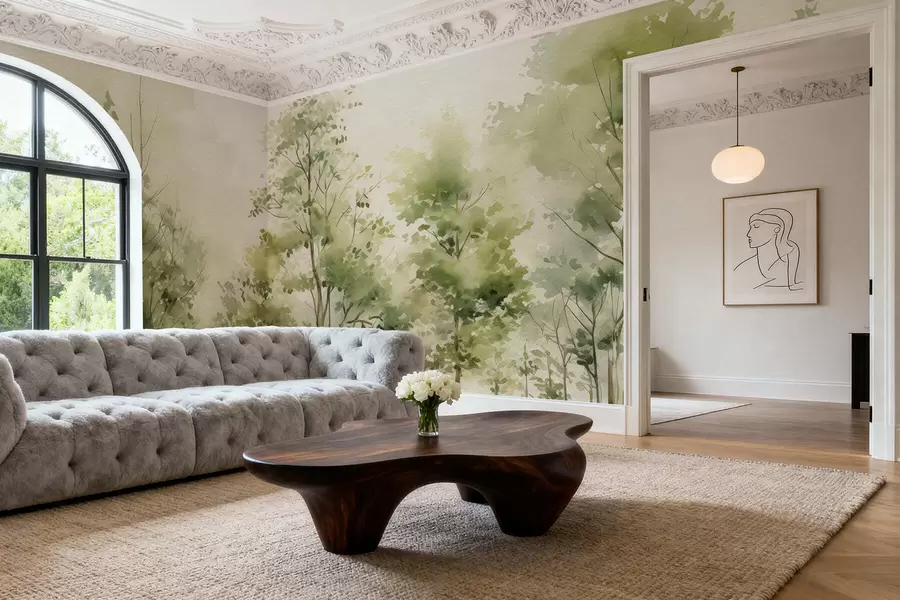 murais de parede Floresta decídua em aquarela w05180