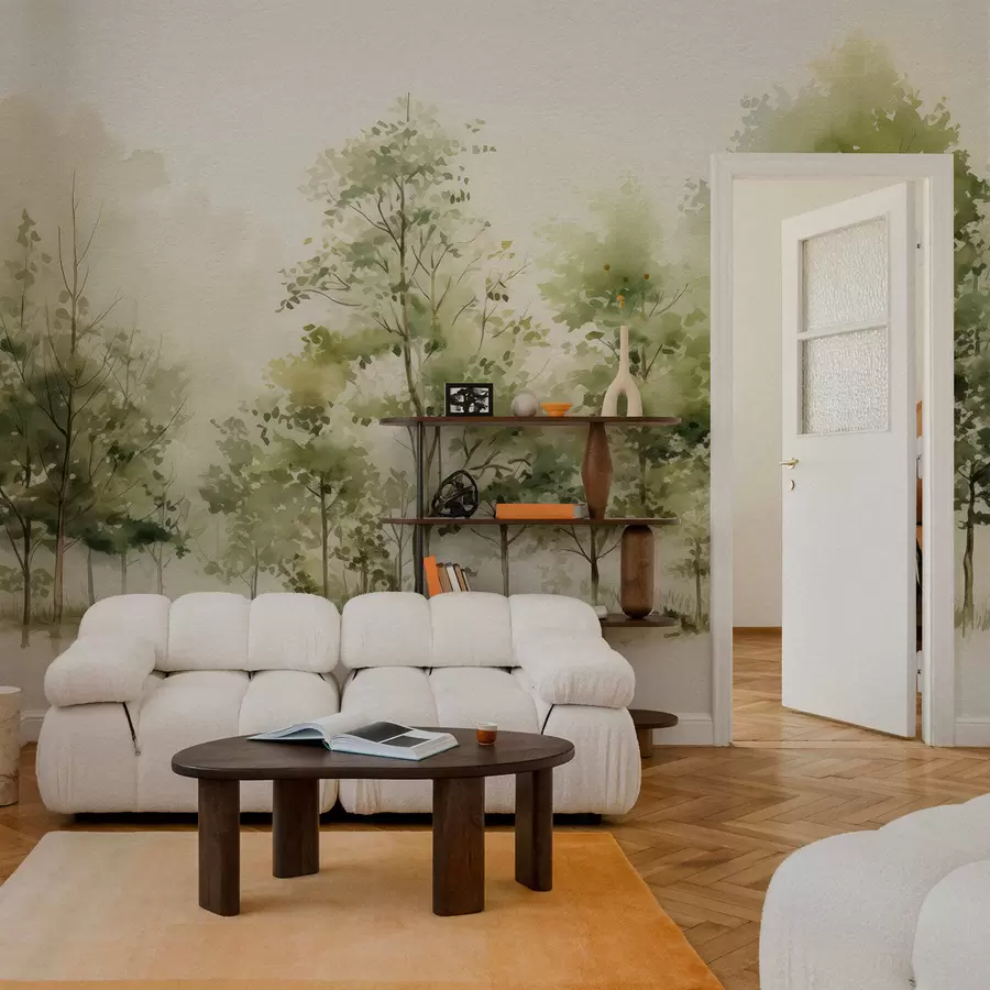 murais de parede Floresta decídua em aquarela w05180