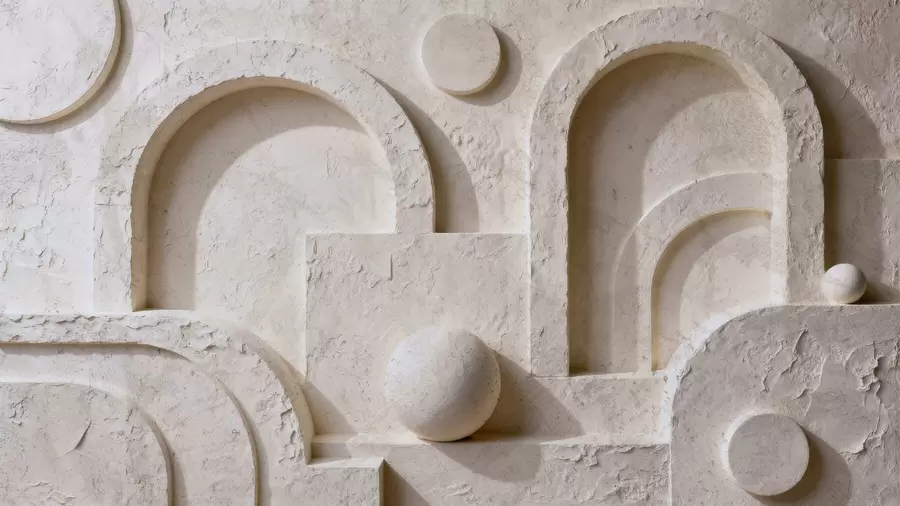 murais de parede Geometria volumétrica feita de betão w05186