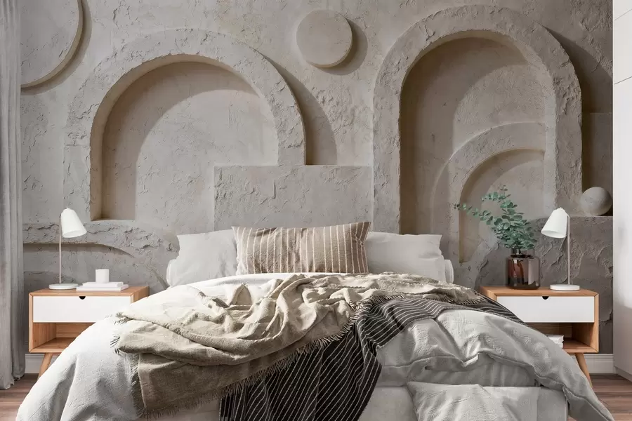 murais de parede Geometria volumétrica feita de betão w05186