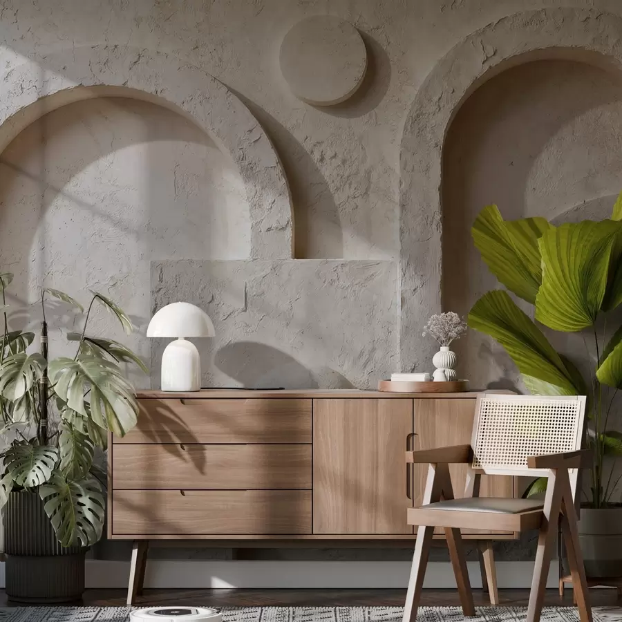 murais de parede Geometria volumétrica feita de betão w05186