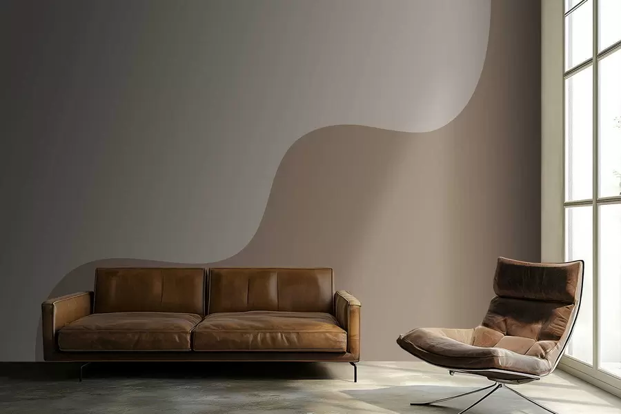 murais de parede Formas abstratas suaves em tons de bege claro e castanho w05097v2