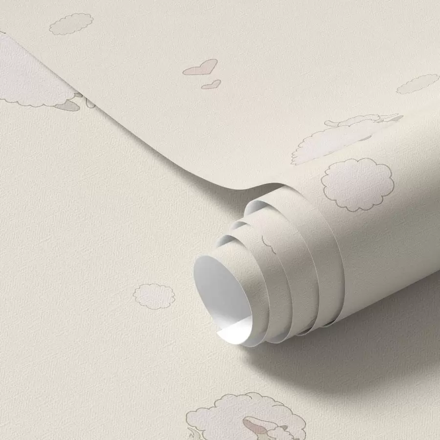 murais de parede Padrão bonito com ovelhas e pequenos corações a01109