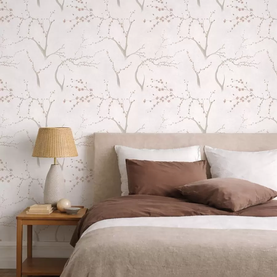 murais de parede Galhos leves com flores cor-de-rosa a01111v1