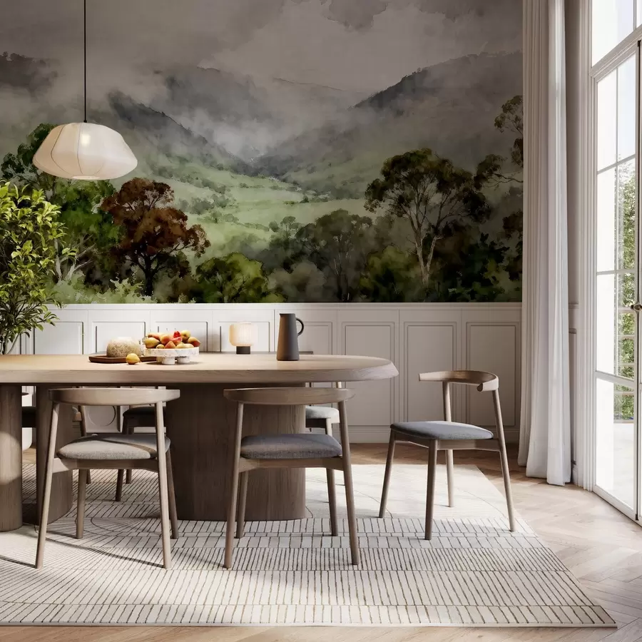 murais de parede Paisagem pintada no nevoeiro w05185