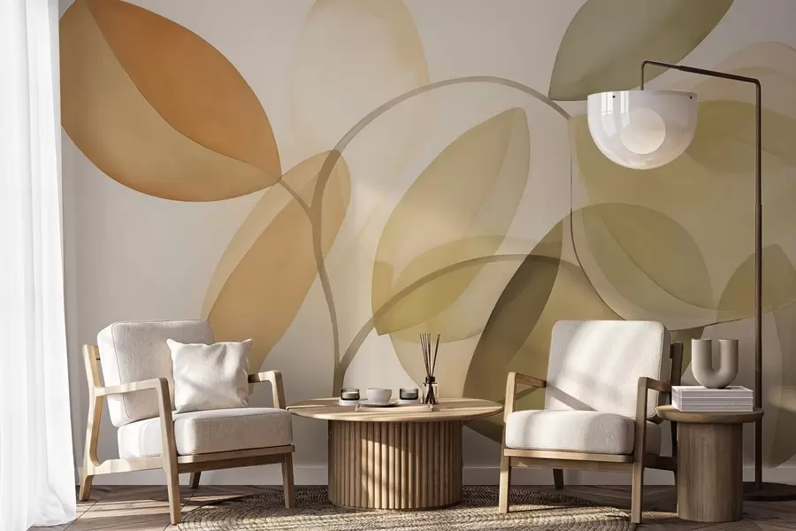 murais de parede Folhas abstratas imitação de pintura w05208