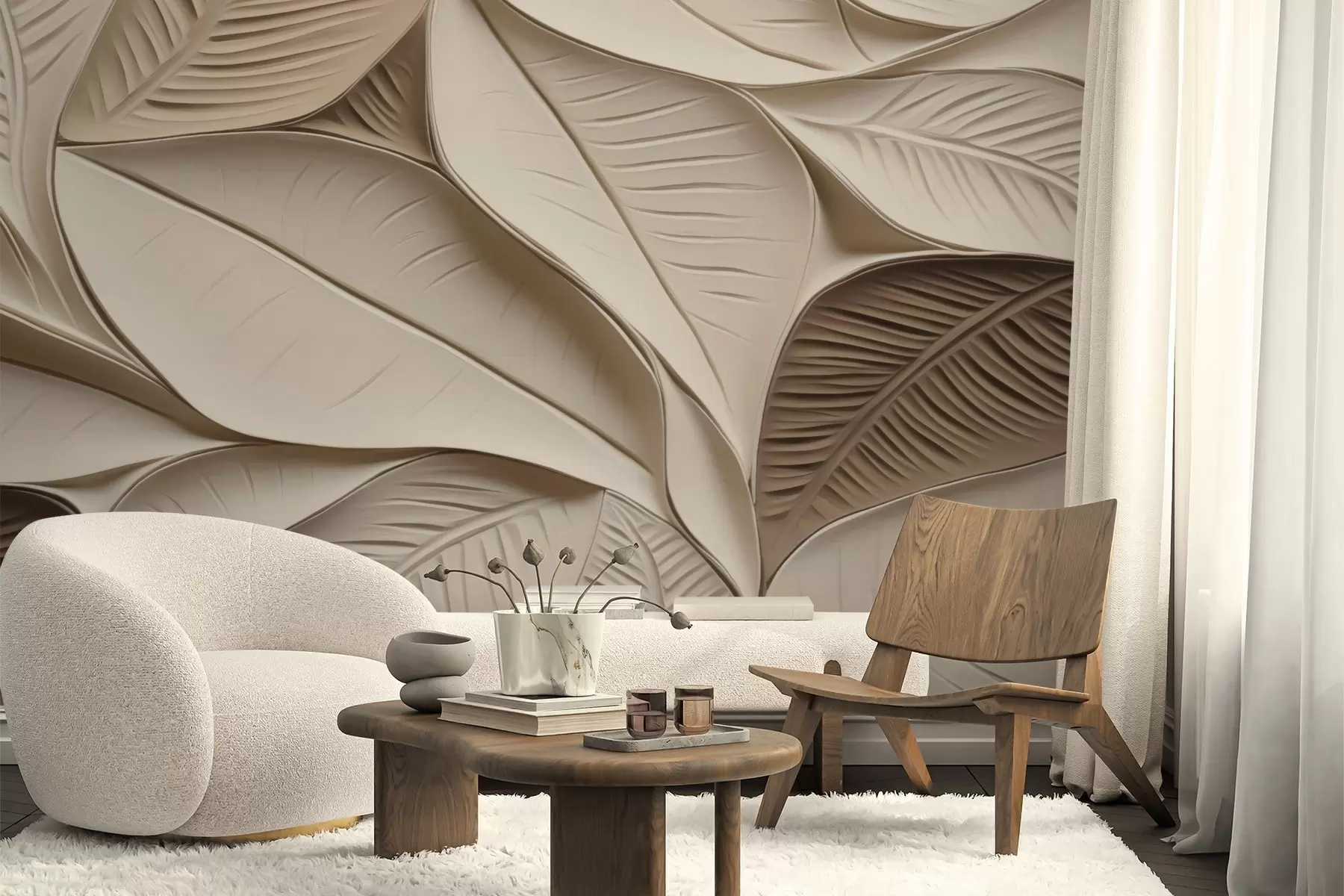 murais de parede Folhas abstratas com veias w05209