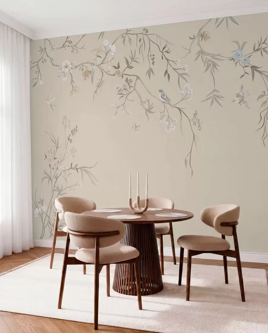 murais de parede Ramos e aves sobre areia w05127v2